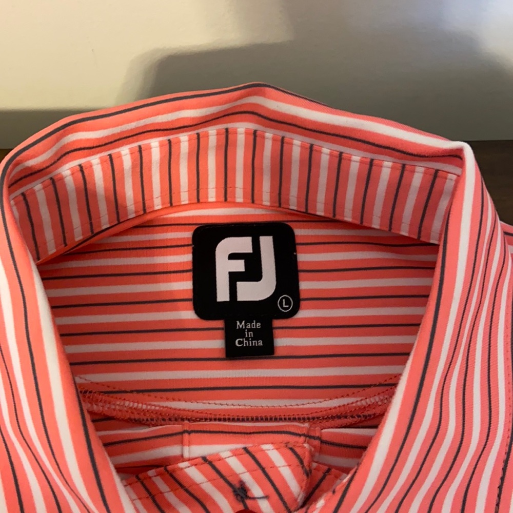 FootJoy coral stripe golf shirt Large
